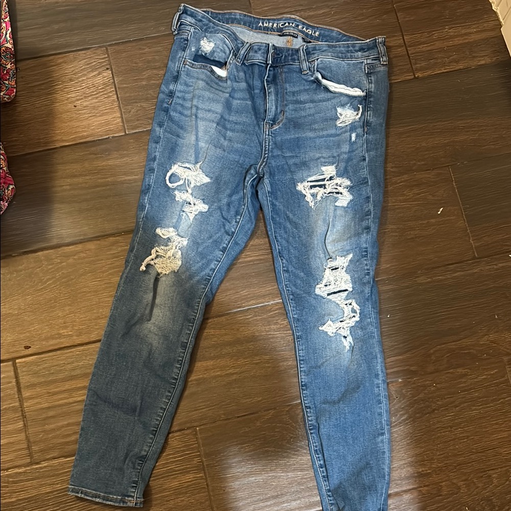 American Eagle Outfitters Blue Distressed Women's Jeans